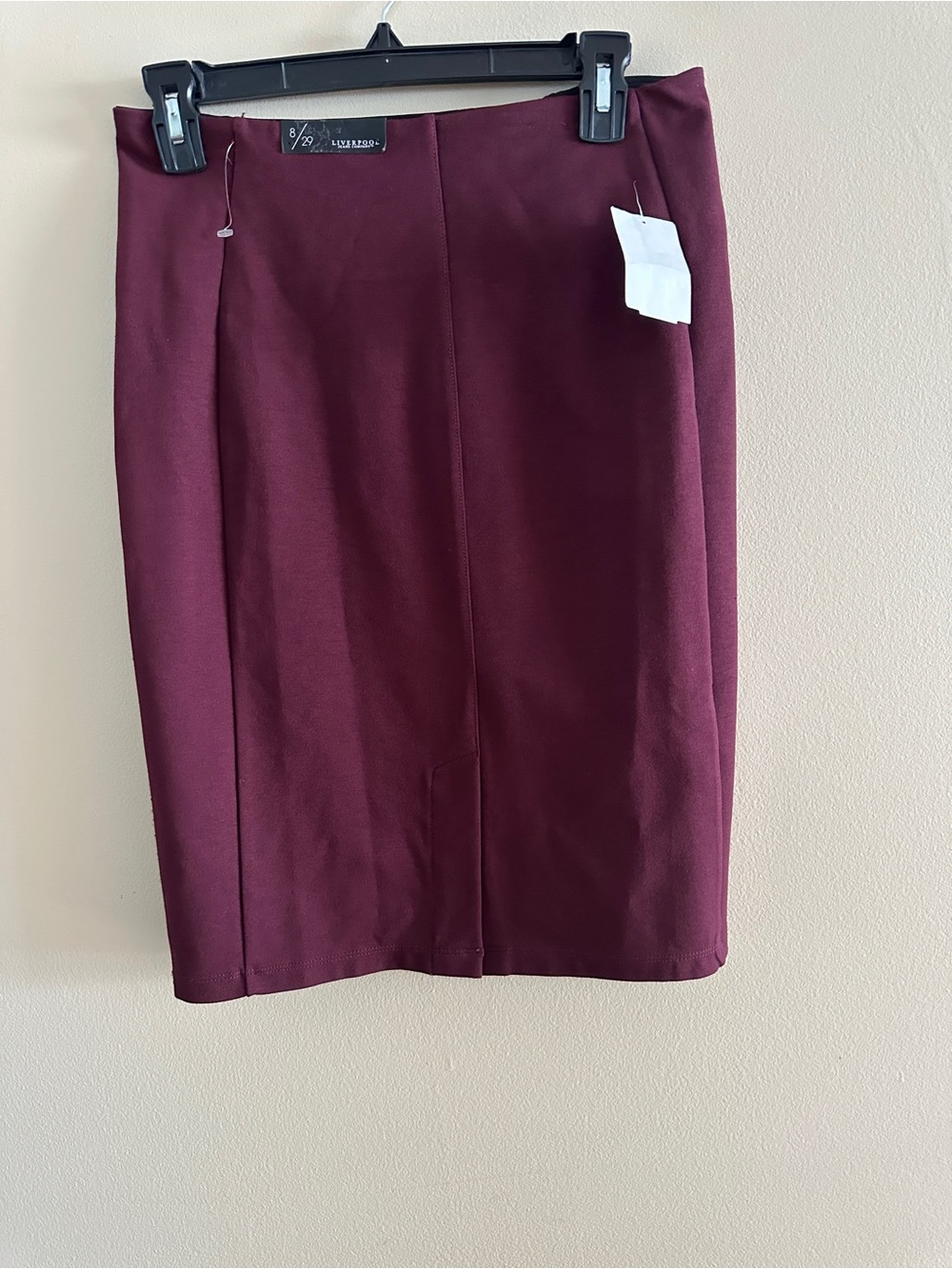 NEW Liverpool Jeans Comp Bia Burgundy Pencil Skirt - Classic Office Style, Sz 8